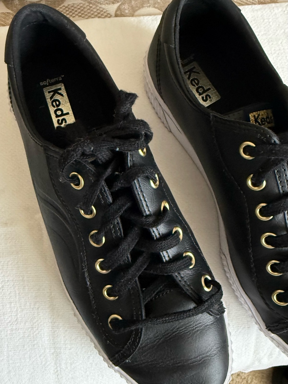 Keds Black Sneakers with Gold Eyelets